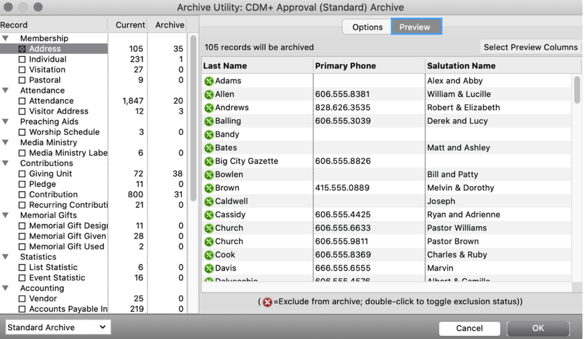 Archive Utility window with the preview tab highlighted.