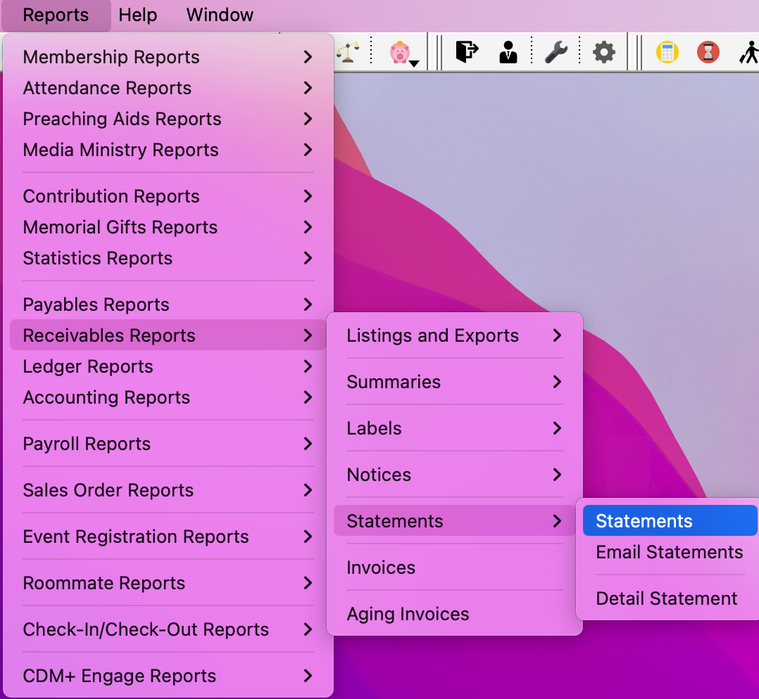 Navigation path to Statements.