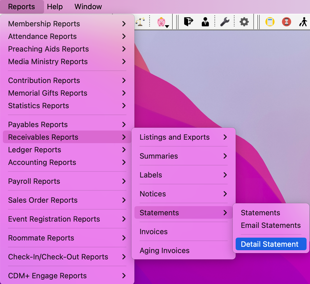 Navigation path to Detail Statements.