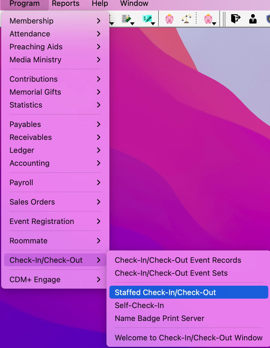 Navigation path the staffed check-in check-out.