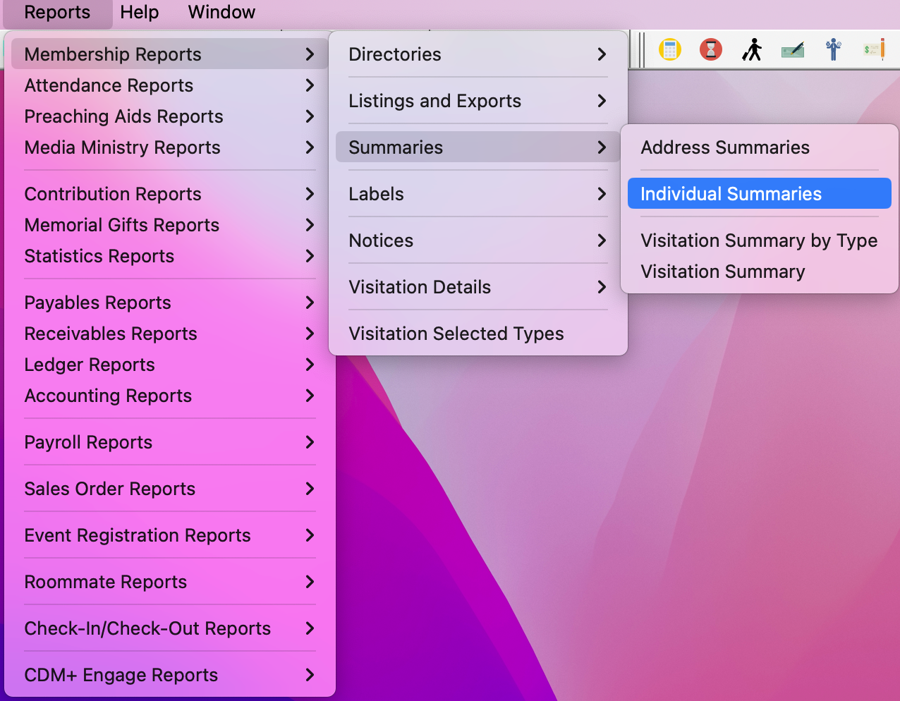 Navigational path to Individual Summaries
