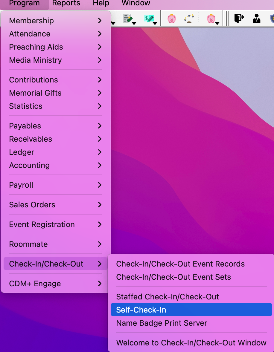 Navigation path to Self Check-In