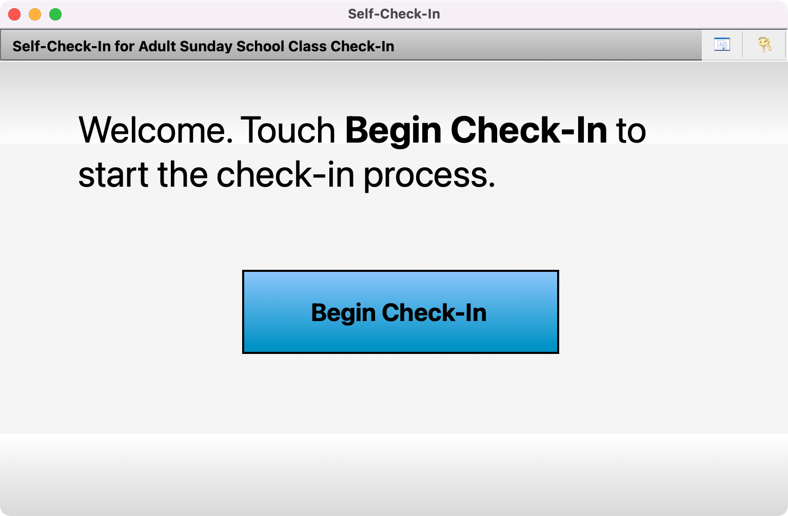 Begin Check-In screen. 