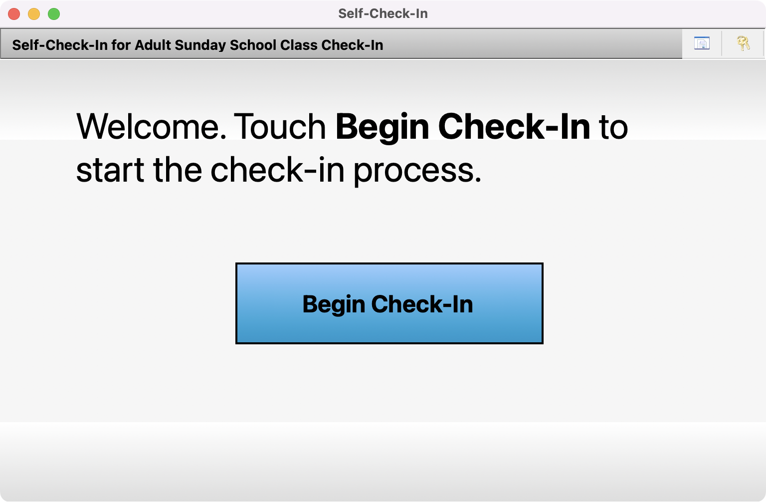 Self Check-In screen. 