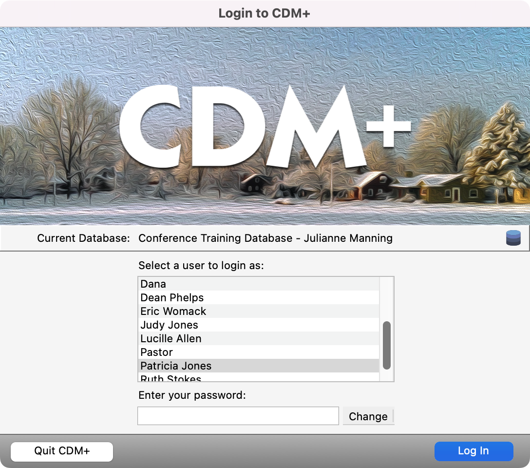 CDM plus login window. 