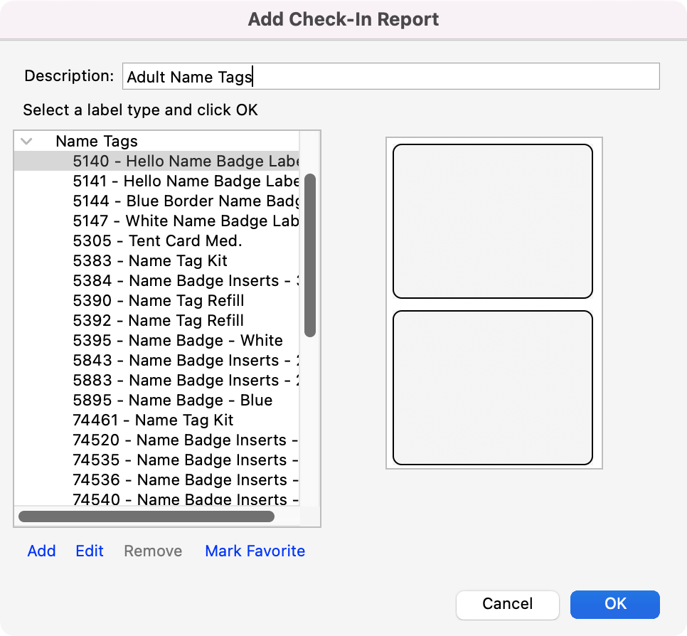 Add Check-In Report window with an arrow pointing to the description field. 