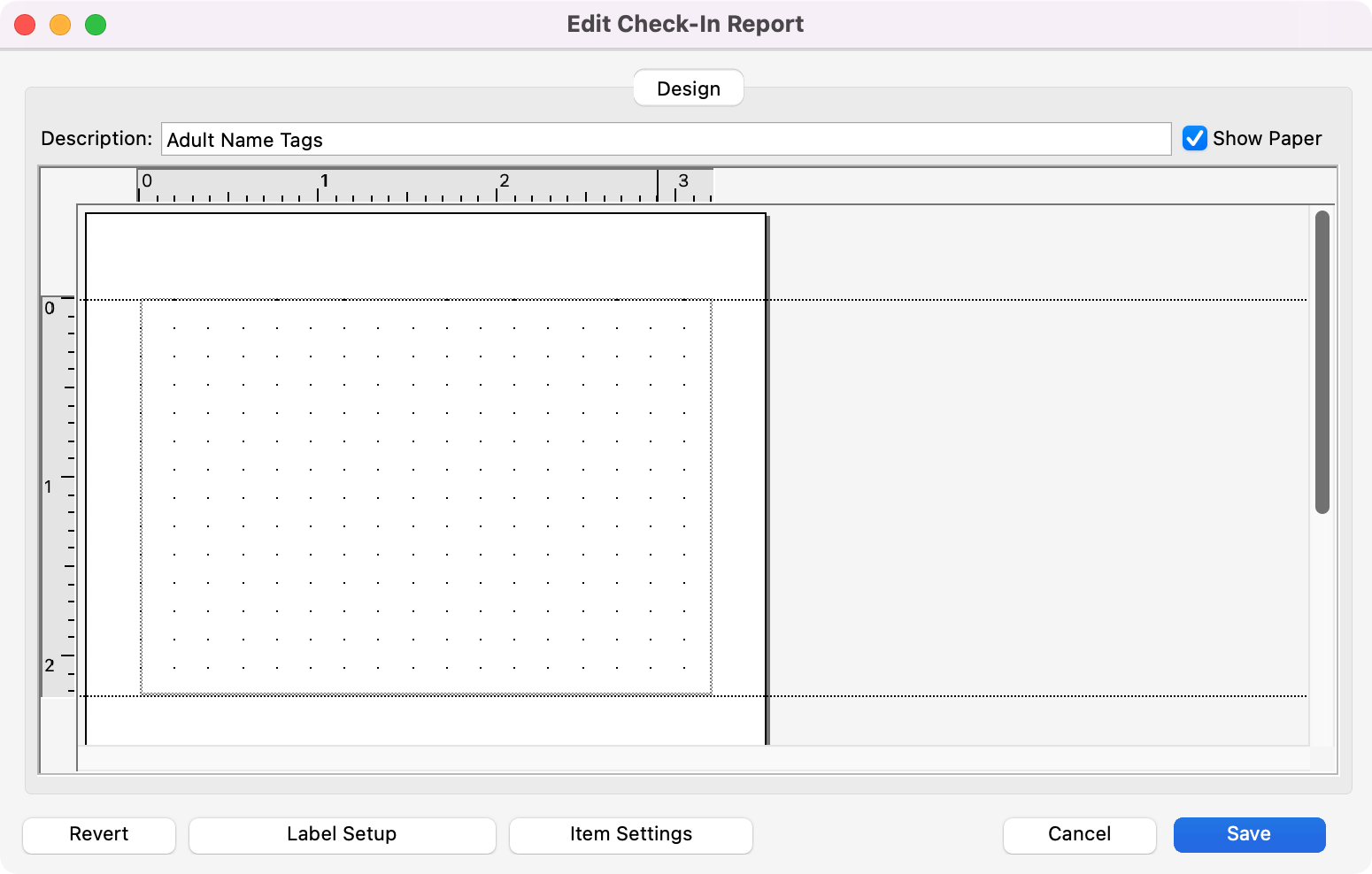 Edit Check-In Report window.