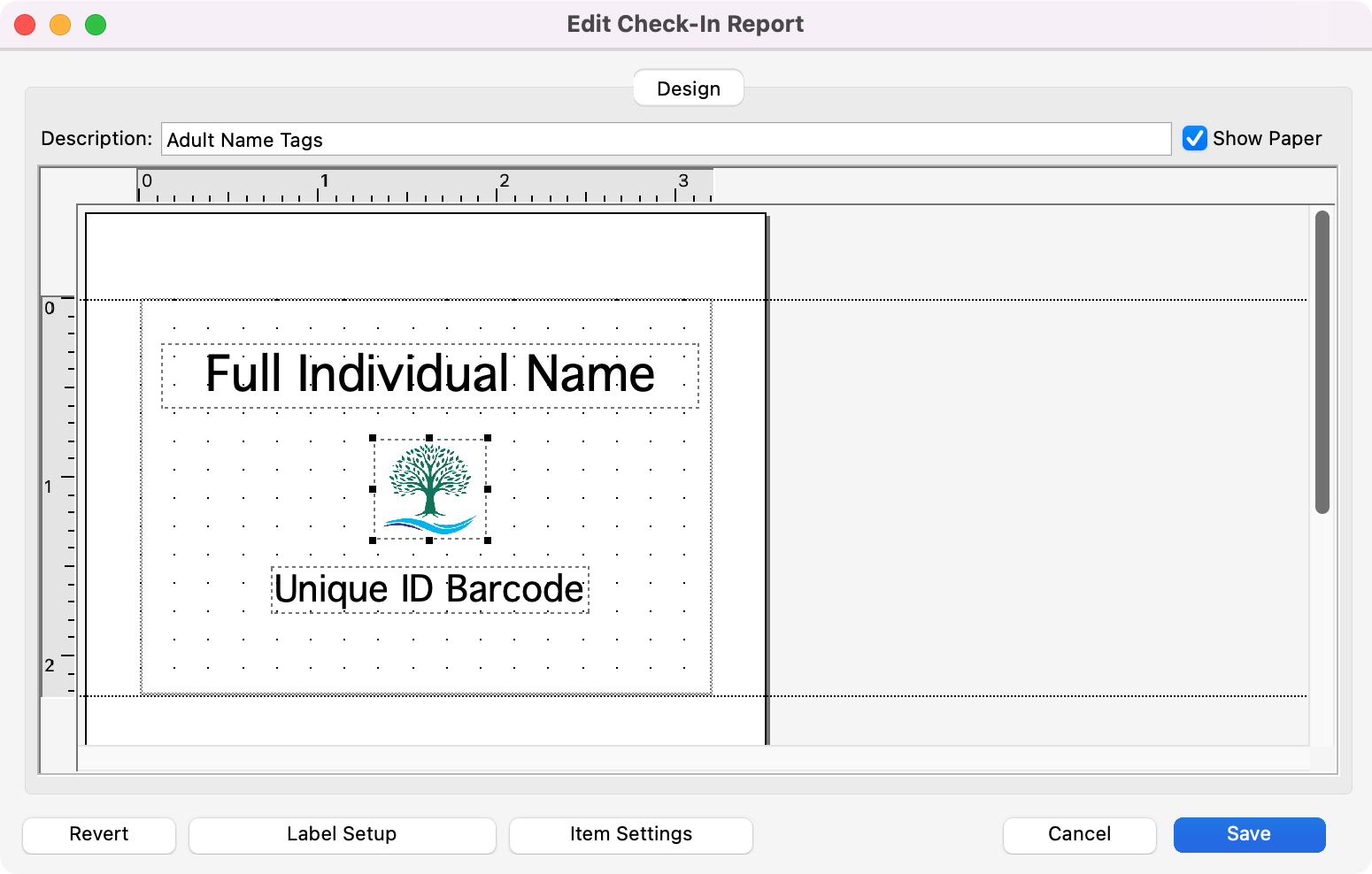 Edit Check-In report window.