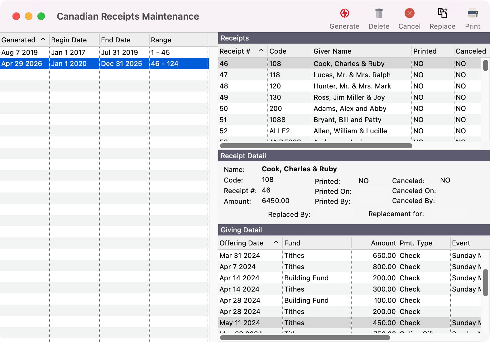 Canadian Receipts Maintenance window. 