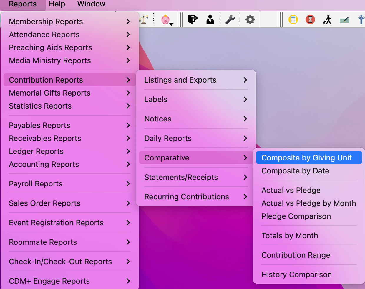Navigation path to Composite by Giving Date.