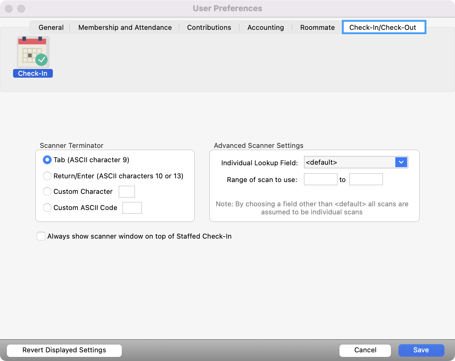 User Preferences window with the Check-In Check-Out tab highlighted. 
