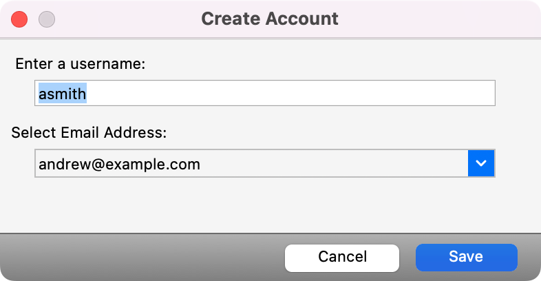 Create Account Pop-up.