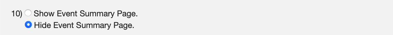 Option to Show or Hide Event Summary page.