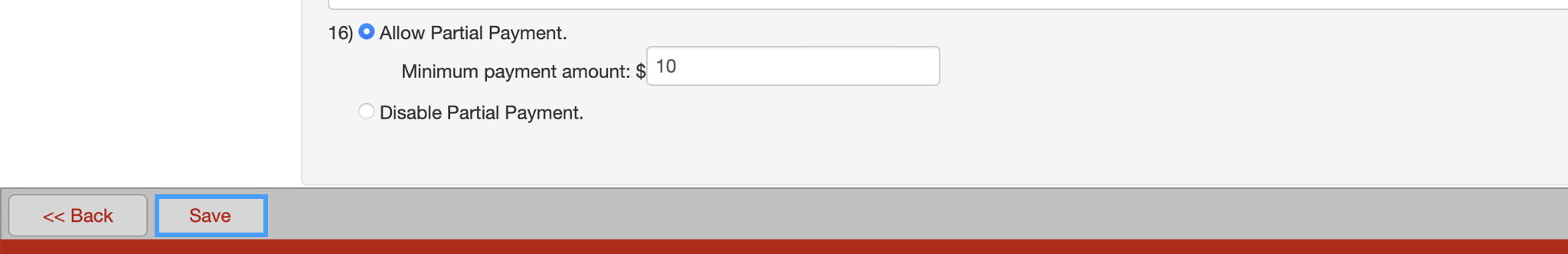 Save button highliged on the options page. 
