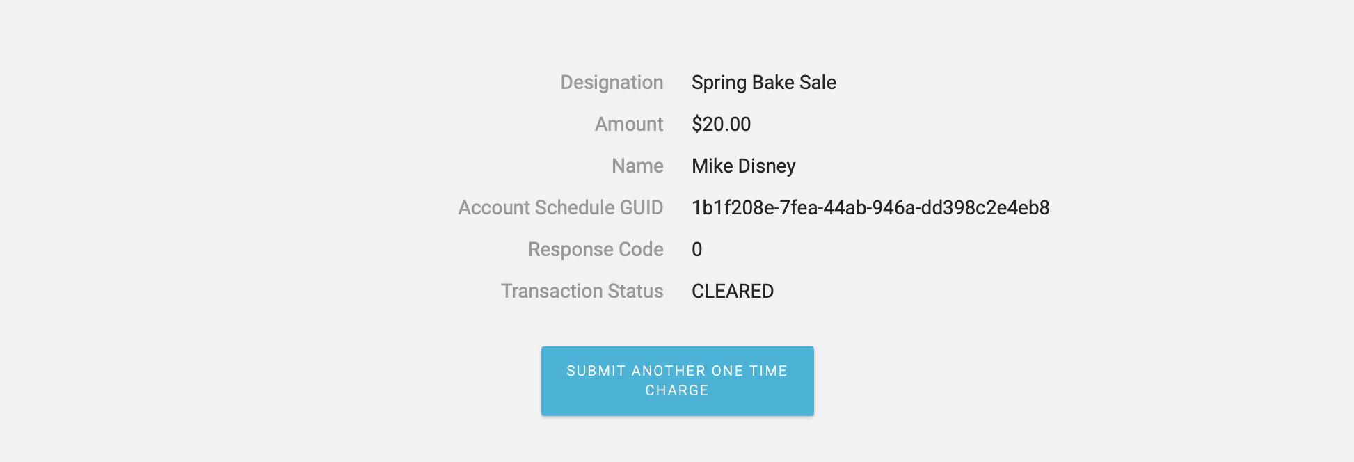 Confirmation page.