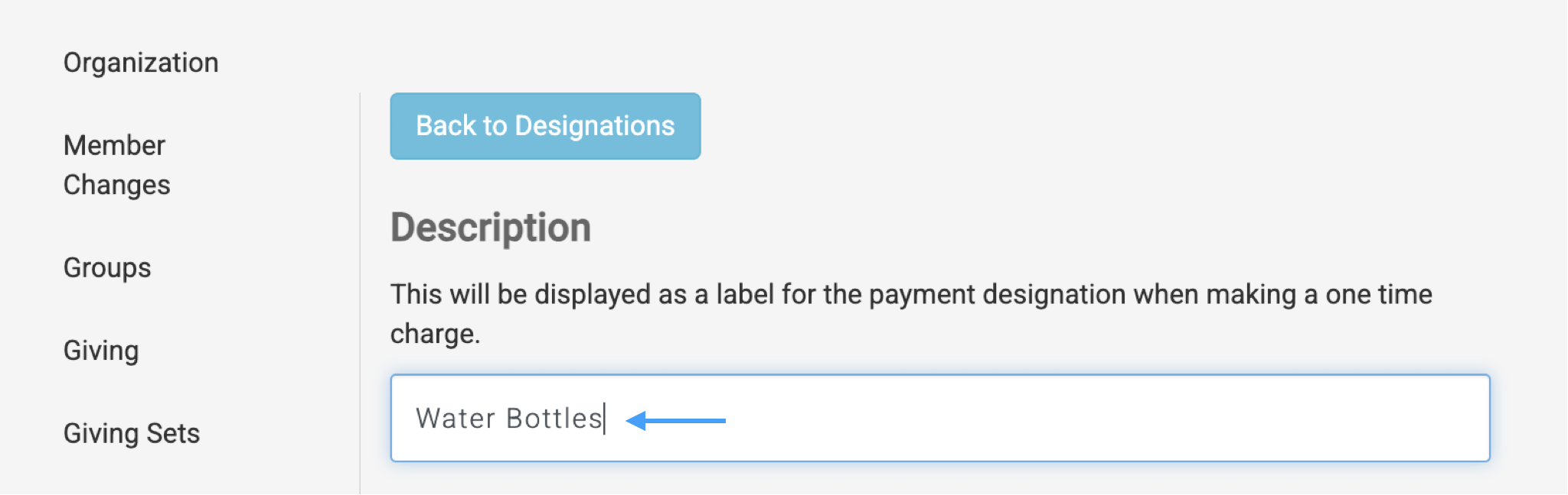 An arrow pointing to the name of the new designation.