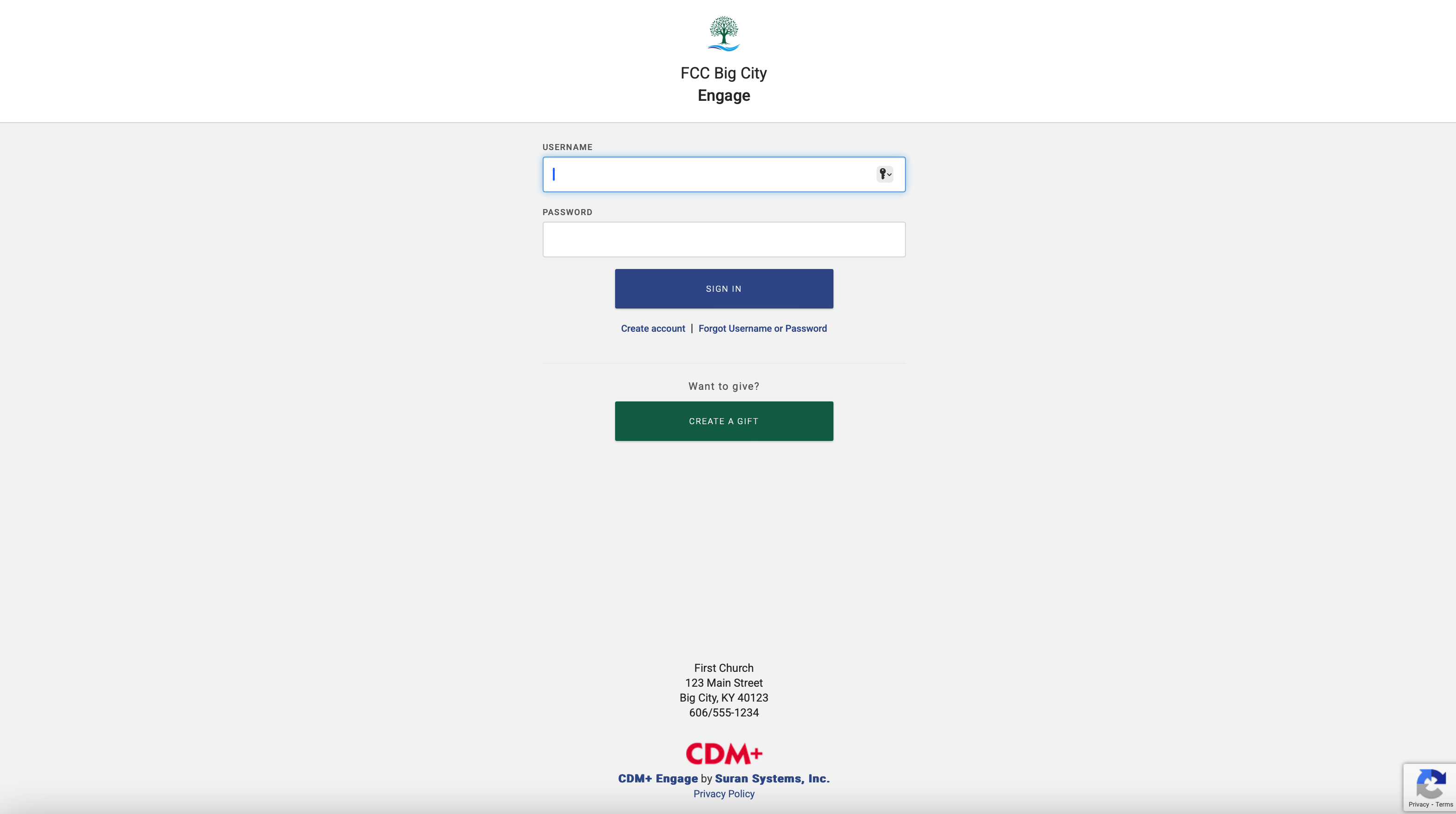 Engage login page. 