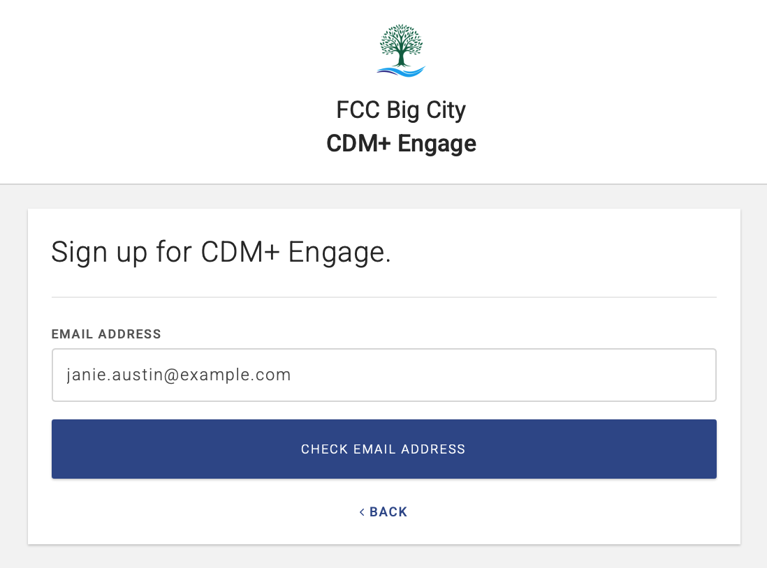 Entering an email address to create a new account.