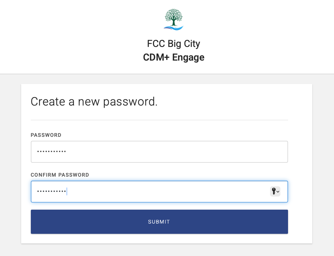 Create a new password form.
