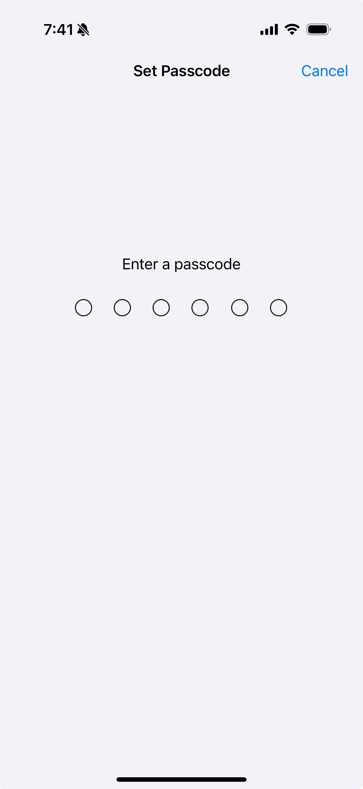Enter a passcode screen.