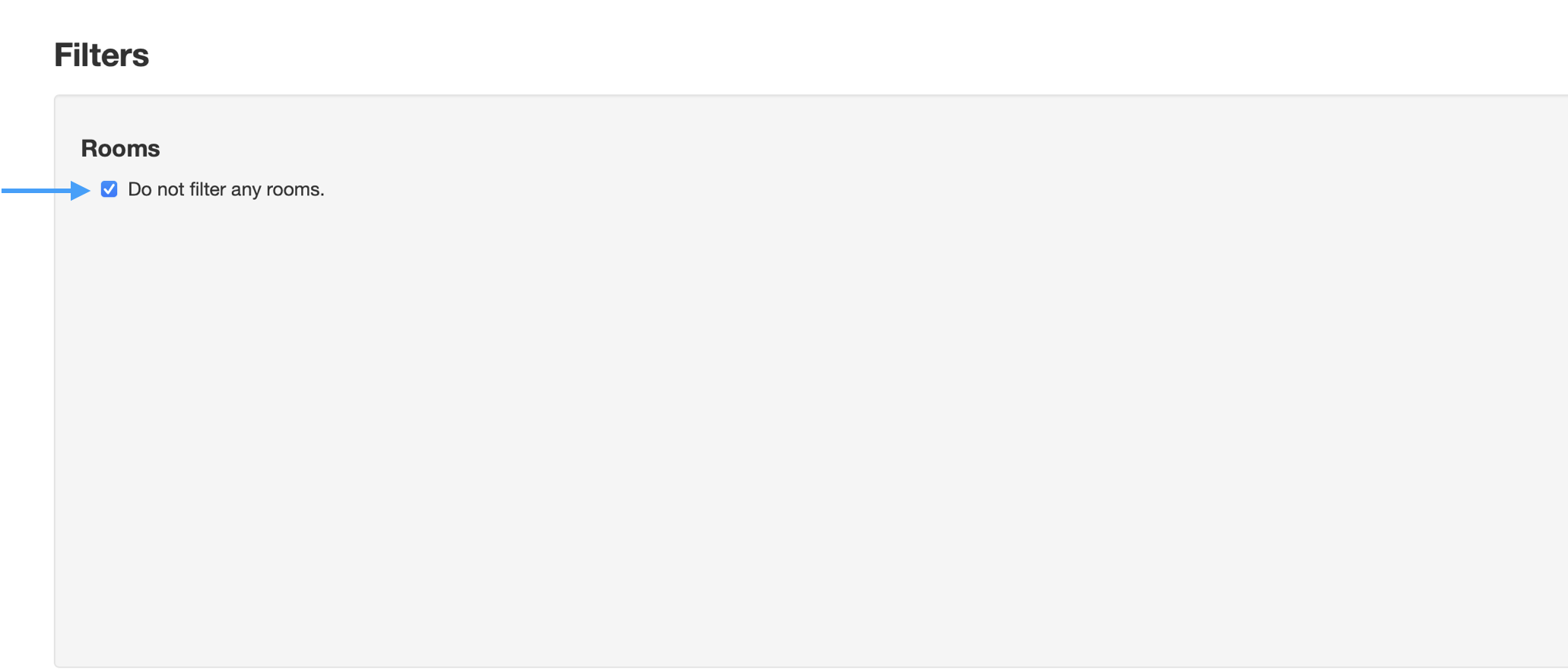 Showing Rooms checkbox that allows you to filter and un-filter rooms.