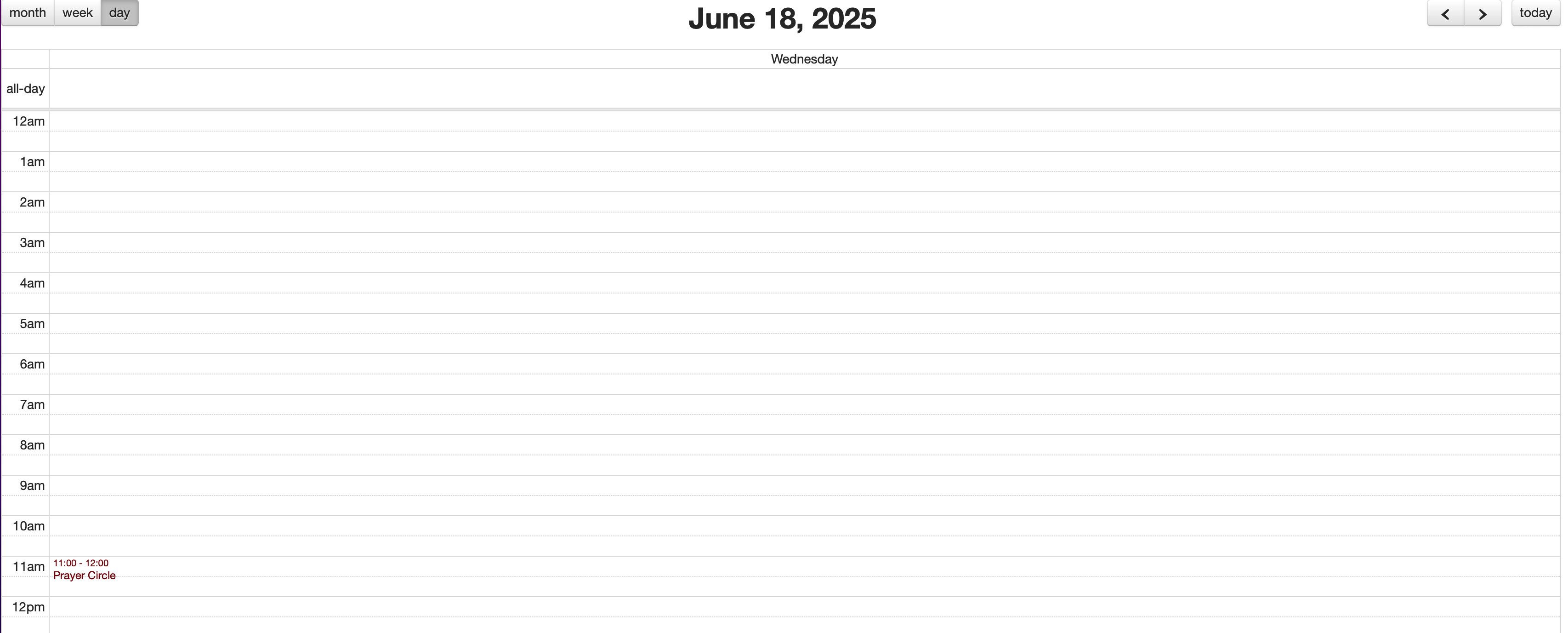 An example of the Agenda Day View.