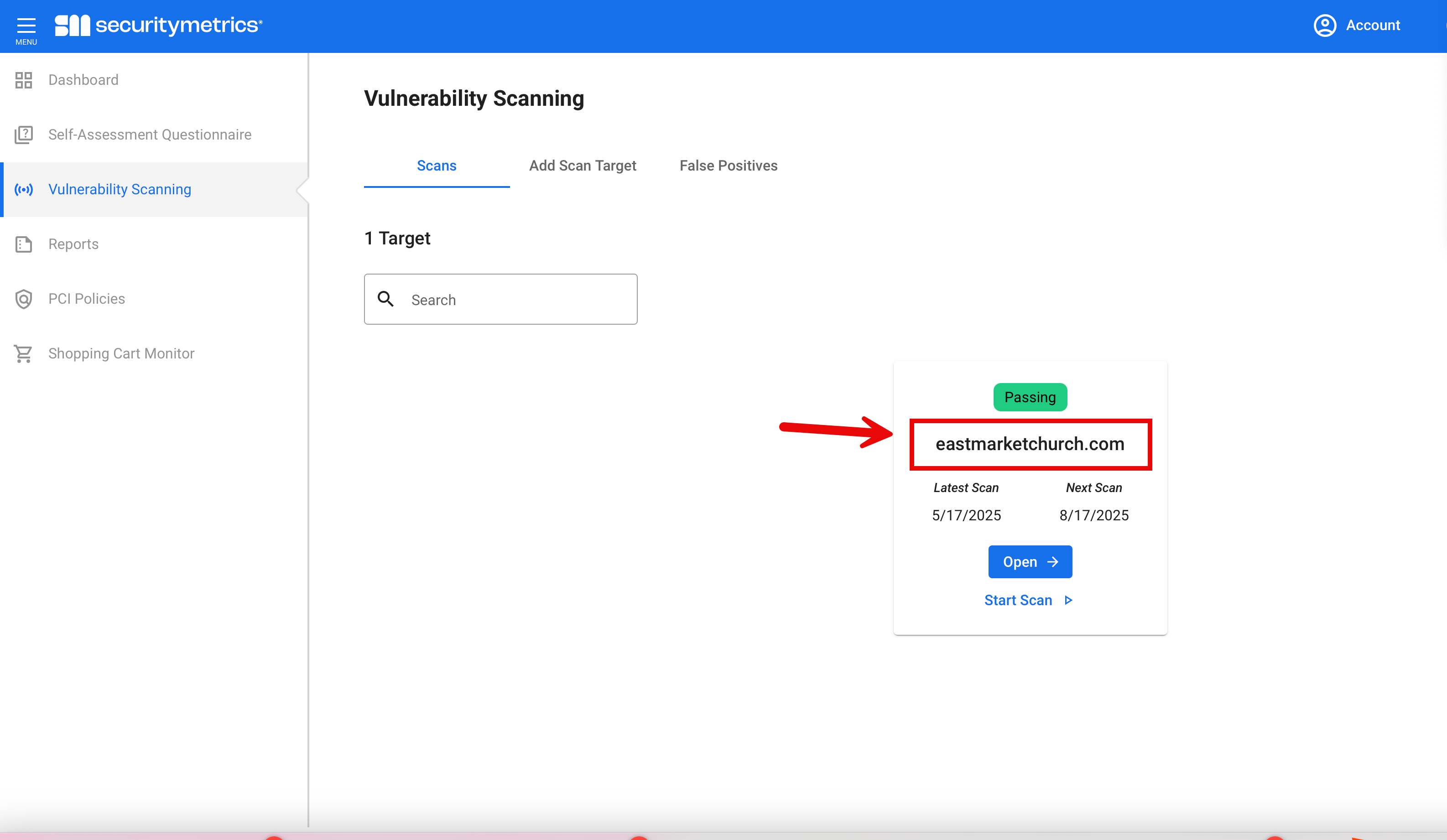 Red arrow pointing to the needed URL.