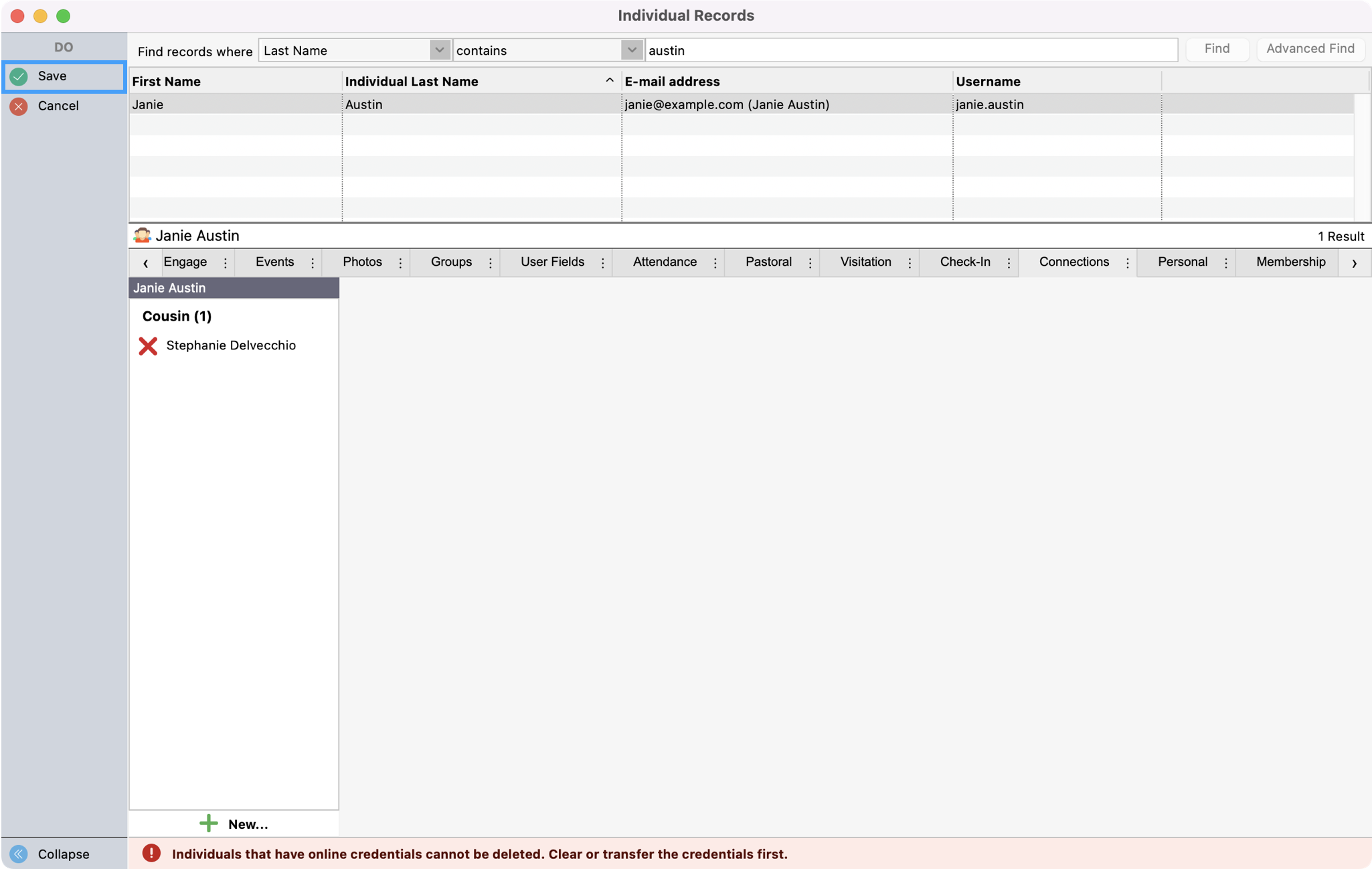 Picture highlighting the save button in the upper left-hand corner.