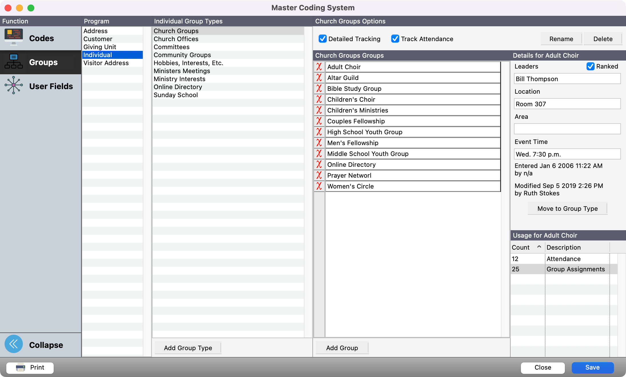 Master Coding System window with Save highlighted. 