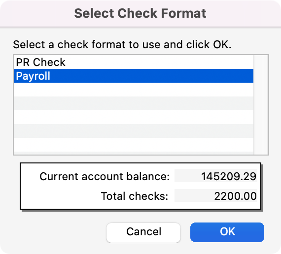 Select Check Format pop-up button.