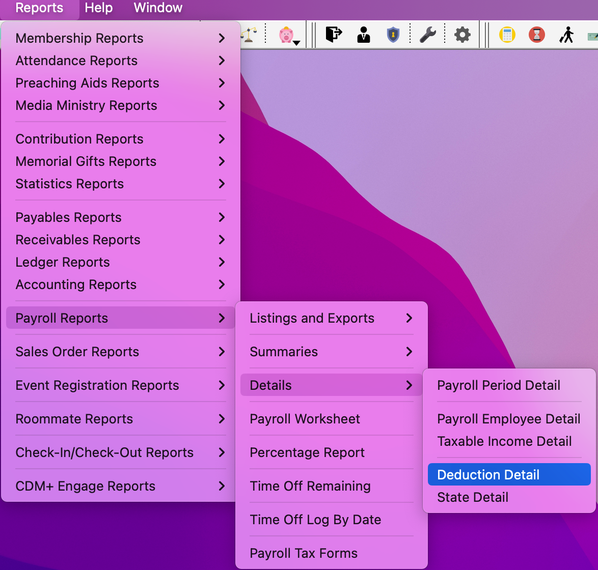 Navigation path to Deduction Detail