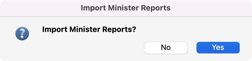 Import Minister Reports dialog box.