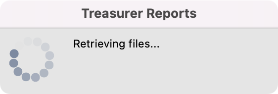 Status pop-up box showing files are being retrieved.