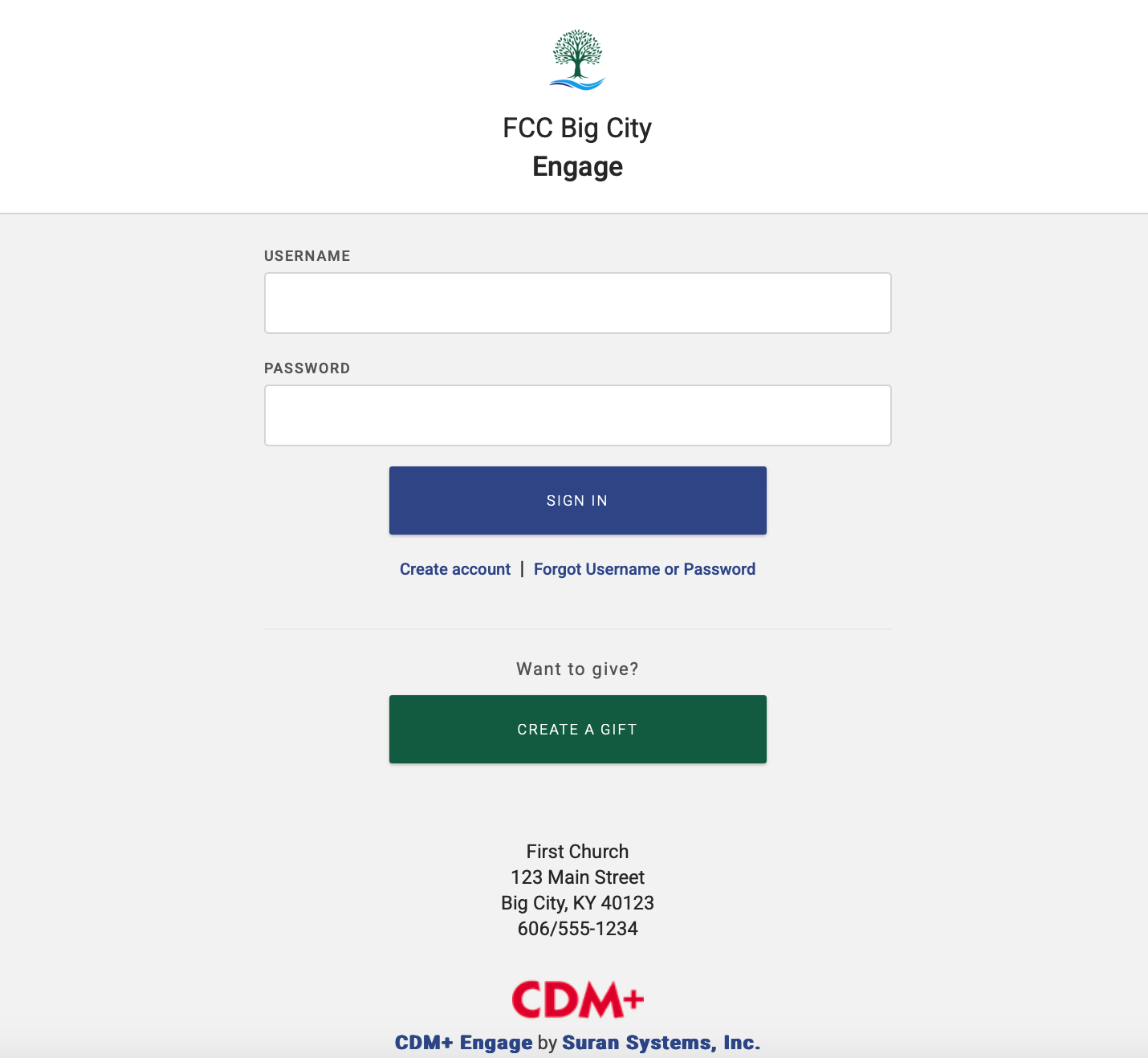 Engage login screen.