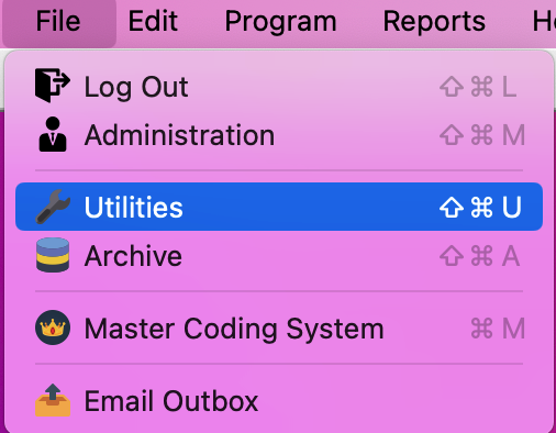 Navigation path to Utilities.