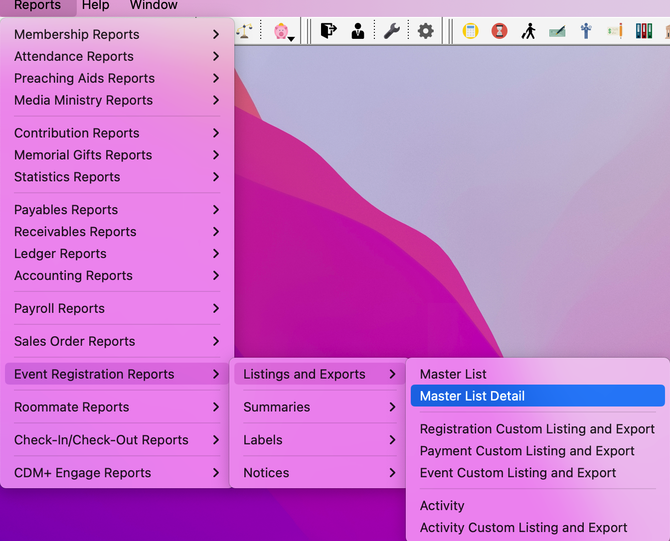 Navigation to Master List Detail report.