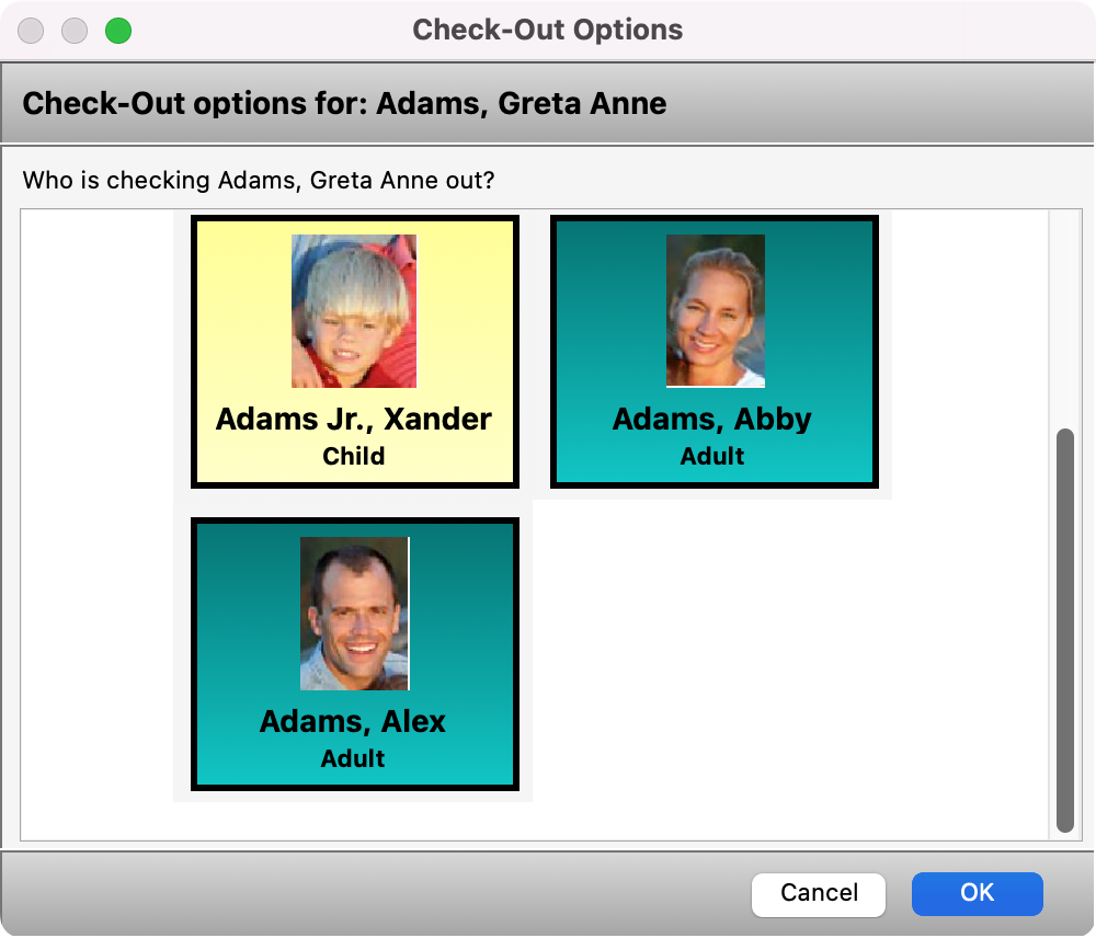 Check-Out Options showing authorized users.