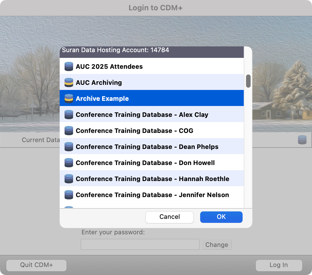 Database picker.