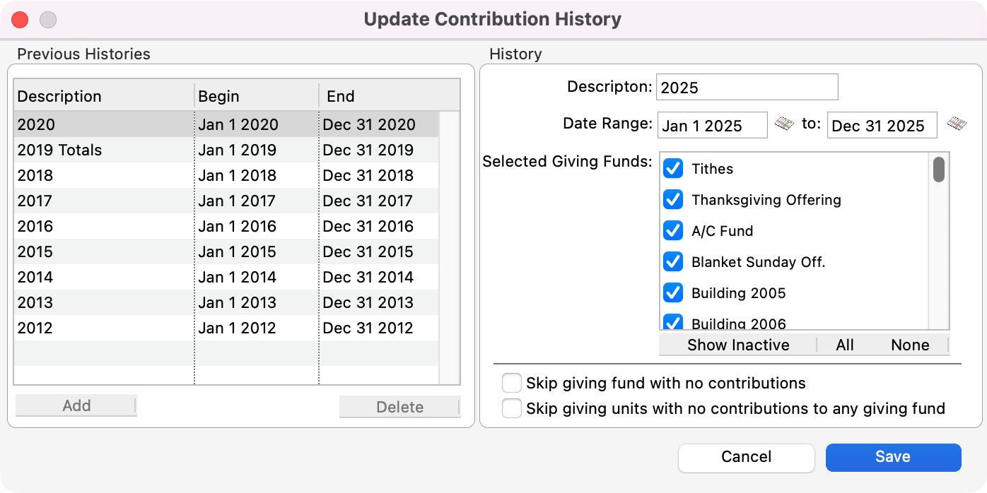 Update Contribution History box.