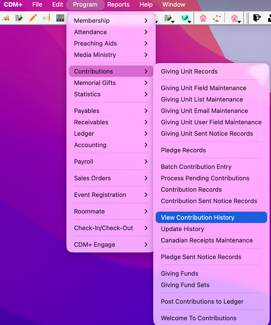 Navigation to View Contribution History
