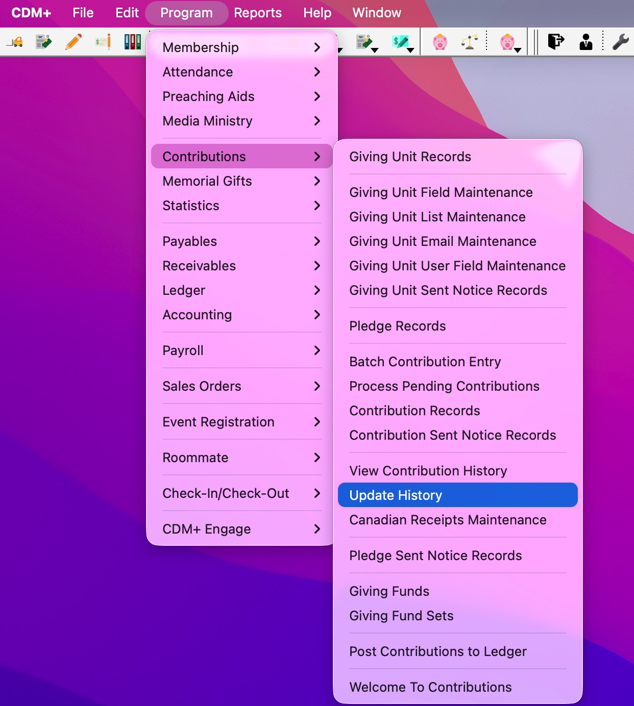 Navigation to Update History