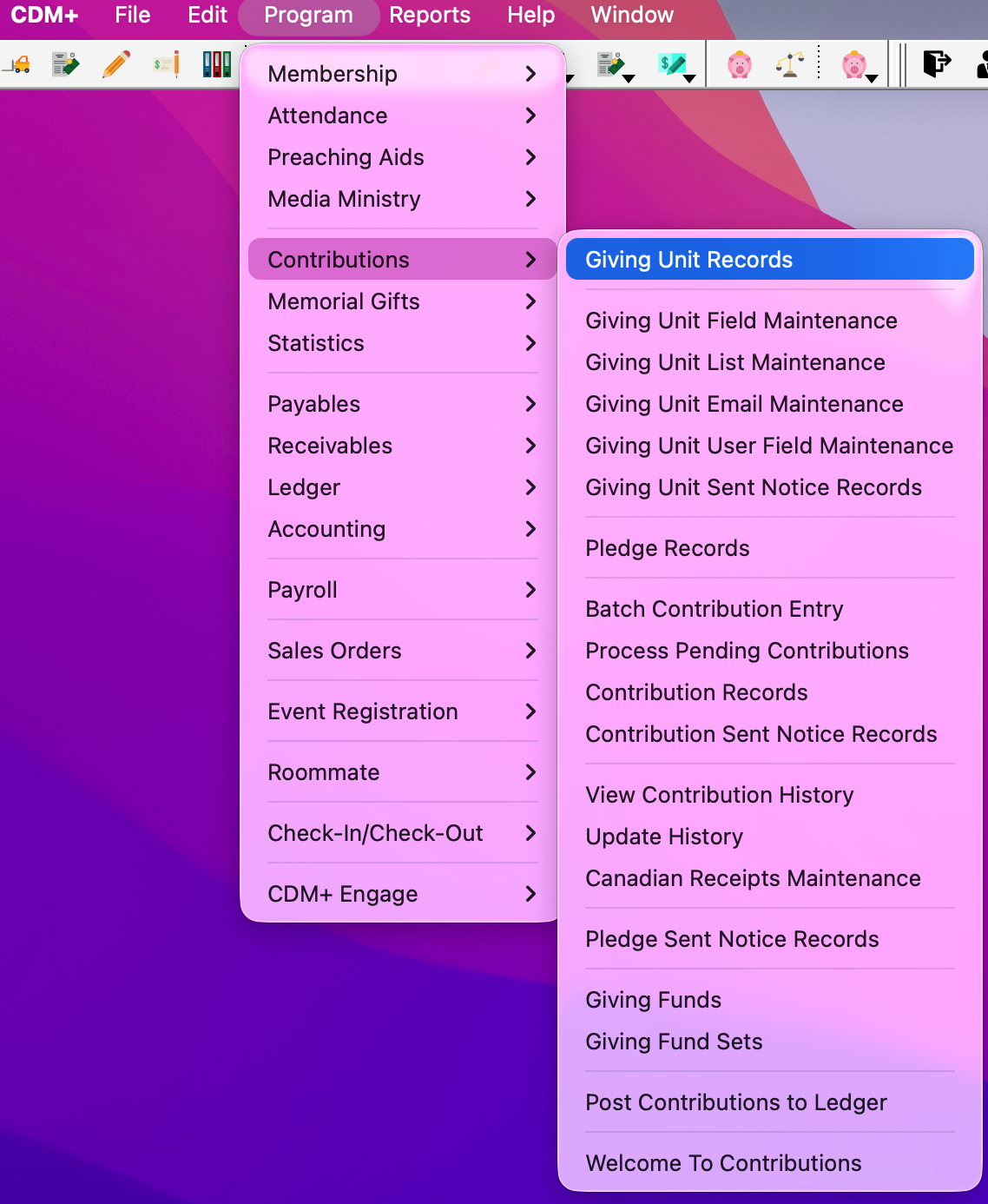 Navigation to Giving Unit Records